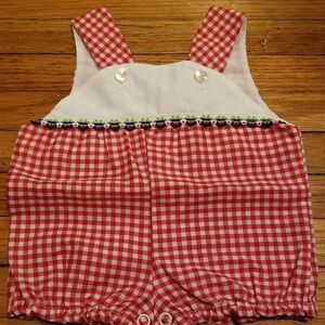 Vintage Fawn Togs Gingham Red White Romper